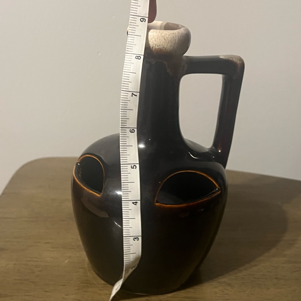 Brown Ombre Glaze Utilitarian Strawberry Planter 8.5"